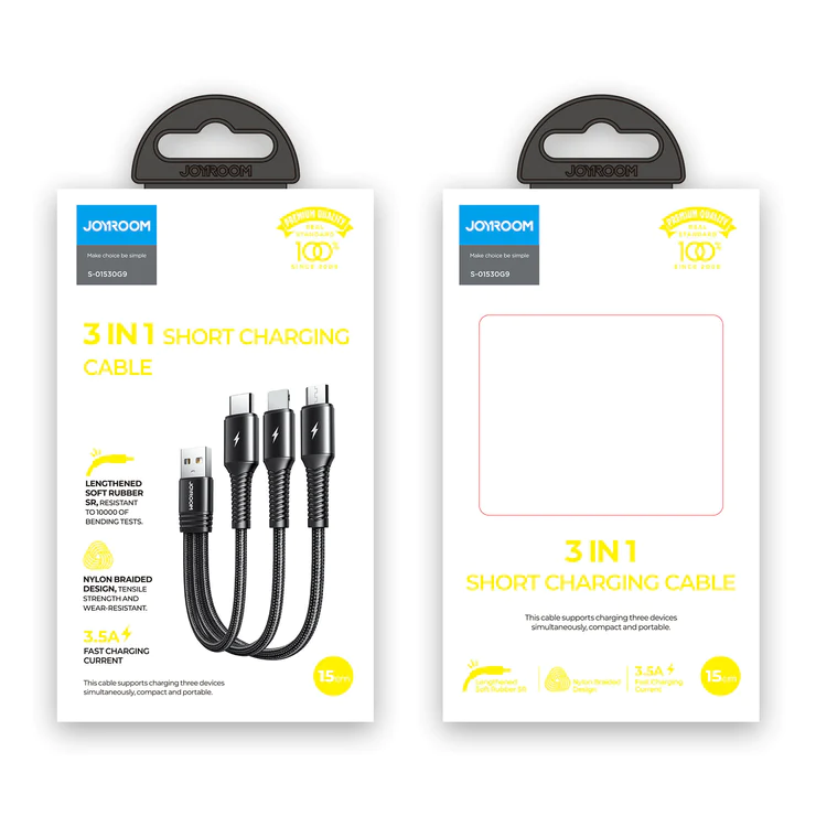Joyroom 3 In 1 Charging Cable 0 15M Micro Type C Lightning (S 01530G9) Joyroom 3 In 1 Charging Cable 0 15M Micro Type C Lightning (S 01530G9)