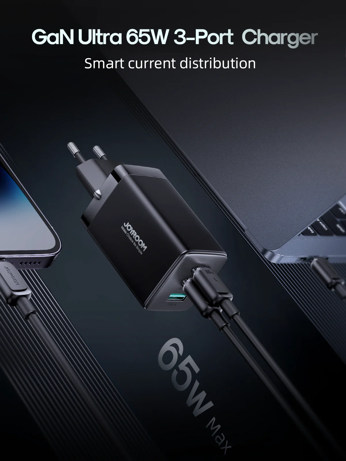Joyroom Jr Tcg01 65W Fast Charger With 1 2M C To C Cable Joyroom Jr Tcg01 65W Fast Charger With 1 2M C To C Cable