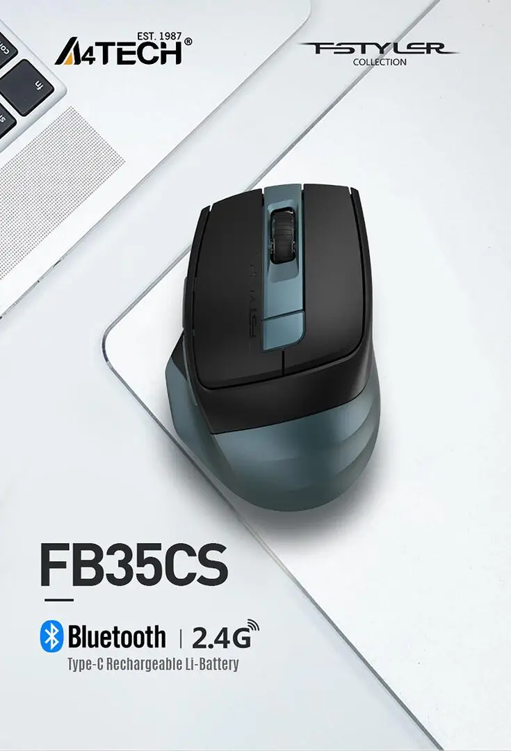A4Tech Fb35Cs Fstyler Dual Mode Silent Click Rechargeable Bluetooth Wireless Mouse D