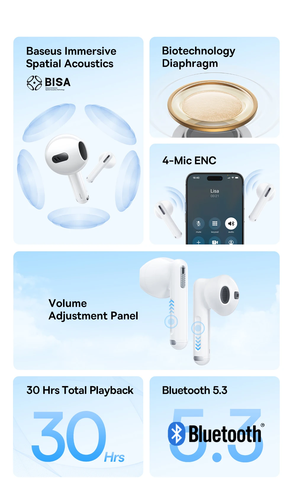 Baseus Bowie Wx5 Tws Wireless Earphone C Baseus Bowie Wx5 Tws Wireless Earphone C