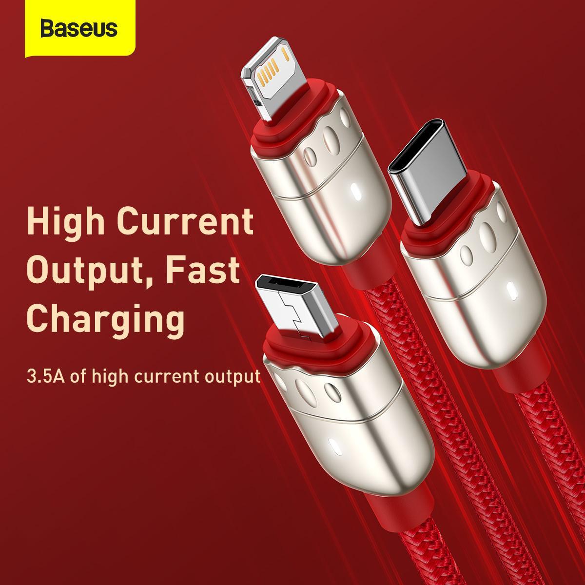 Baseus Casx010009 One For Three Data Cable Usb To M L C G Baseus Casx010009 One For Three Data Cable Usb To M L C G