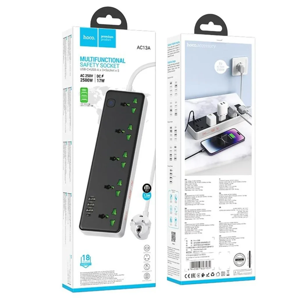 Hoco Ac13A Talento 5 Position Socket (1C3A) (Eu) D Hoco Ac13A Talento 5 Position Socket (1C3A) (Eu) D