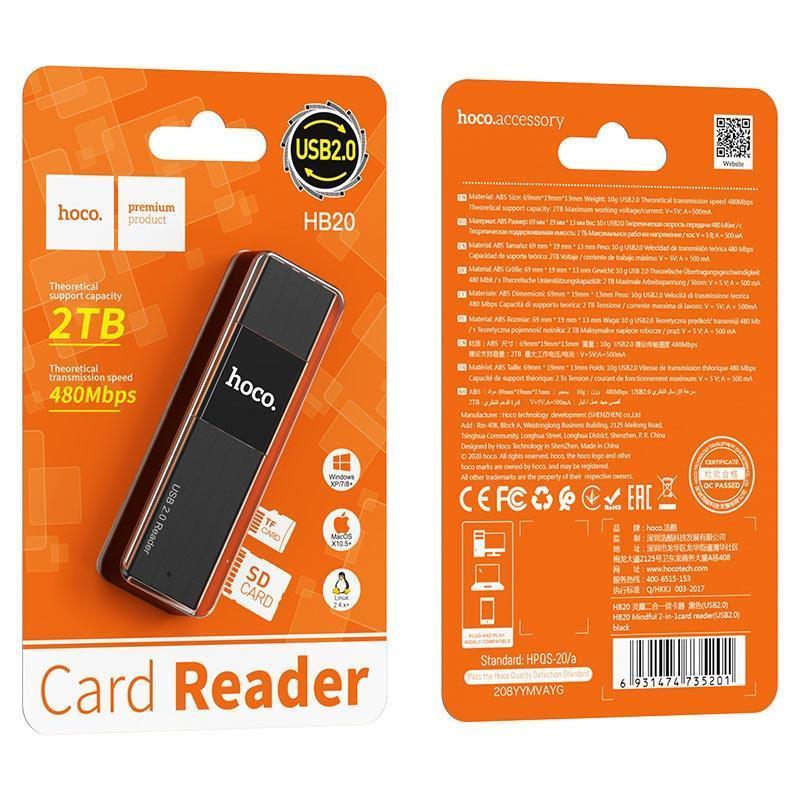 Hoco Hb20 Mindful 2 In 1 Usb 2 0 Card Reader D Hoco Hb20 Mindful 2 In 1 Usb 2 0 Card Reader D