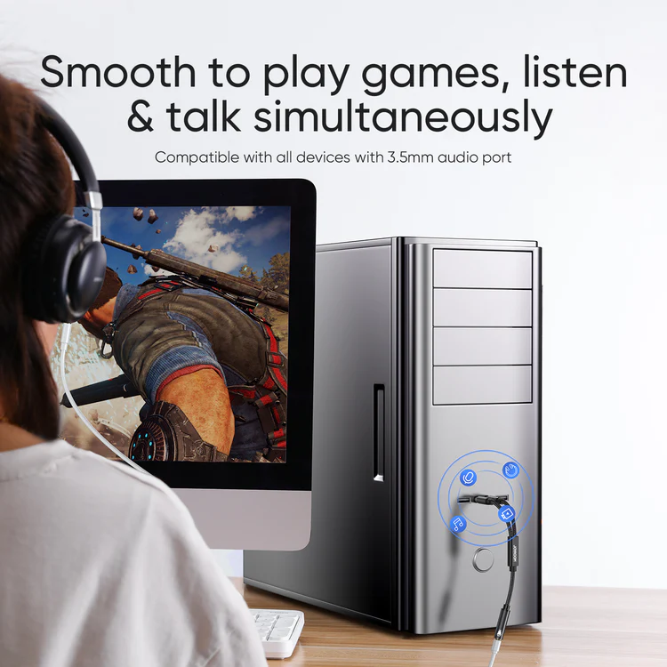 Joyroom Sy A05 Headphone Female To 2 Male Y Splitter Audio Cable 0 2M C Joyroom Sy A05 Headphone Female To 2 Male Y Splitter Audio Cable 0 2M C