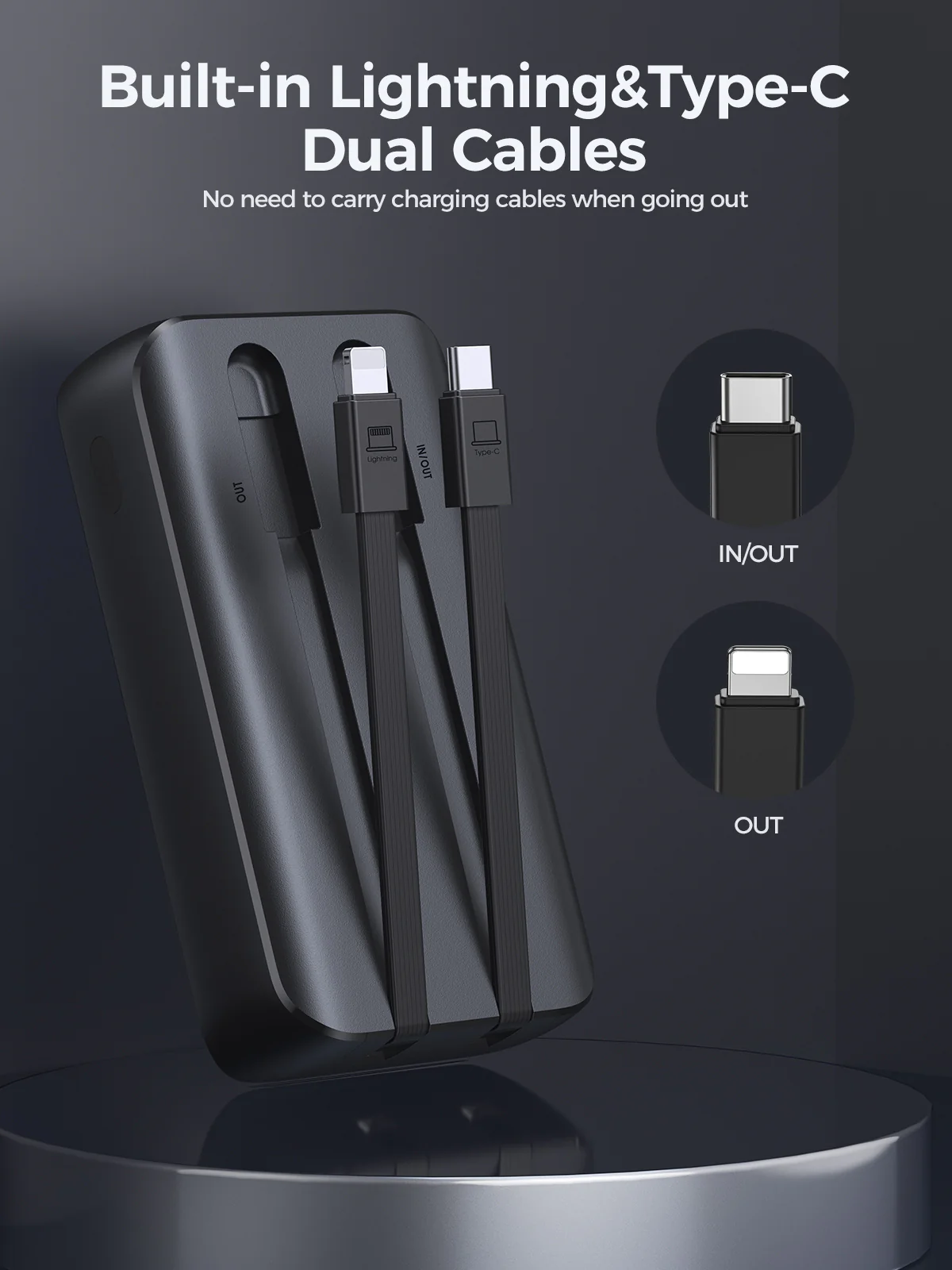 Joyroom Jr Pbc07 30W Mini 20000Mah Power Bank With Dual Cables C Joyroom Jr Pbc07 30W Mini 20000Mah Power Bank With Dual Cables C