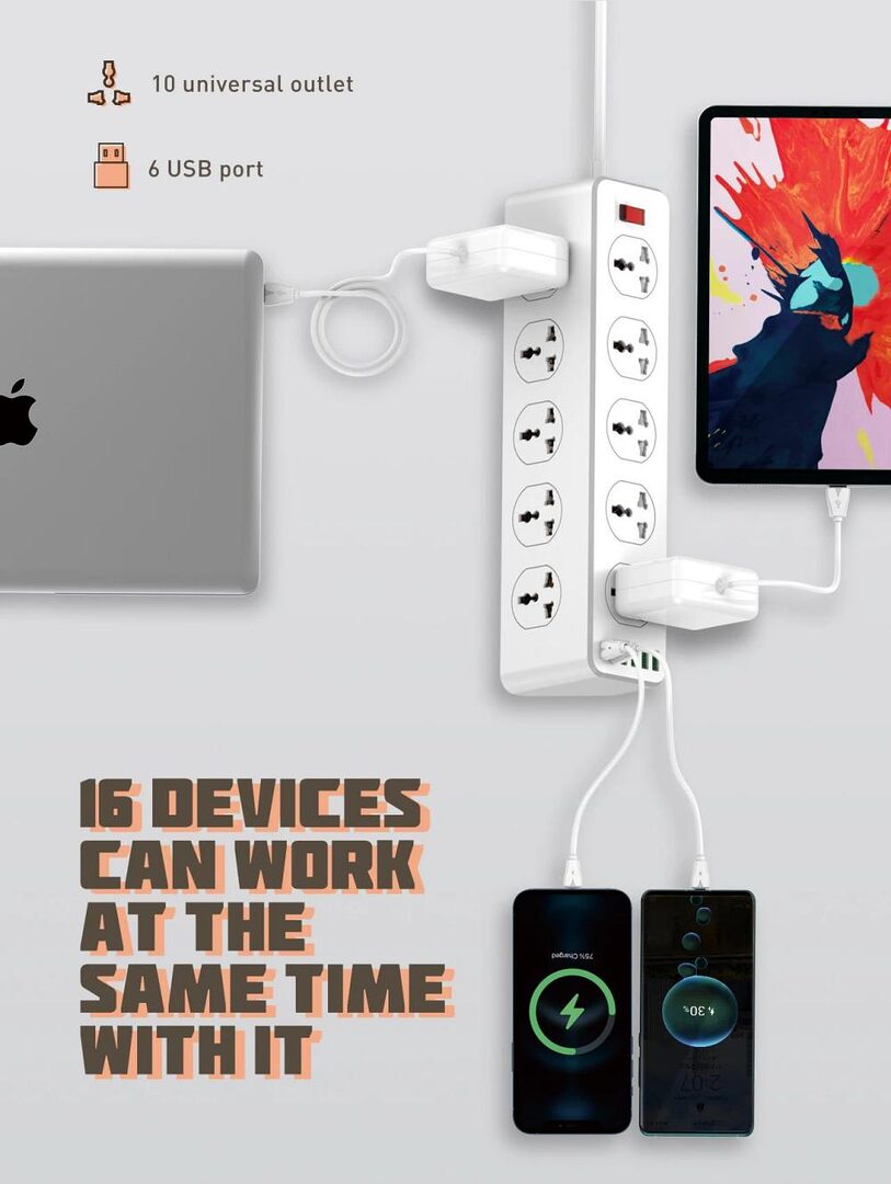 Ldnio Sc10610 30W 6 Port Usb Charger Power Strip C Ldnio Sc10610 30W 6 Port Usb Charger Power Strip C