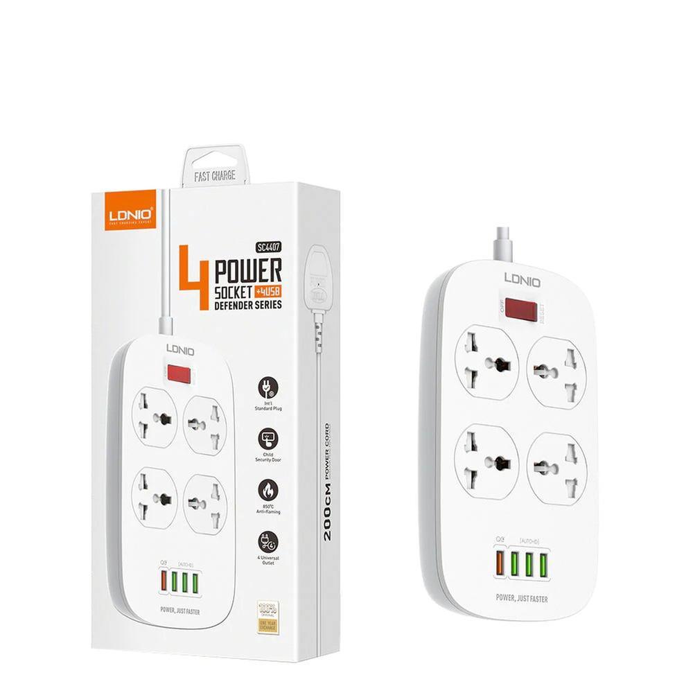Ldnio Sc4407 Power Socket 4 Usb Charger With Power Extension Cord E Ldnio Sc4407 Power Socket 4 Usb Charger With Power Extension Cord E
