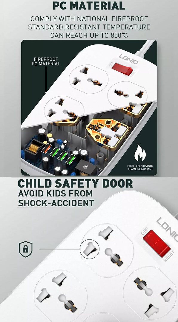 Ldnio Sc4407 Power Socket 4 Usb Charger With Power Extension Cord G Ldnio Sc4407 Power Socket 4 Usb Charger With Power Extension Cord G