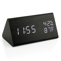 Triangle Wooden Style Digital Led Clock ggfd