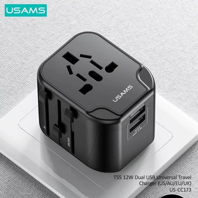 Usams Us Cc173 T55 12W Dual Usb Universal Travel Charger A Usams Us Cc173 T55 12W Dual Usb Universal Travel Charger A