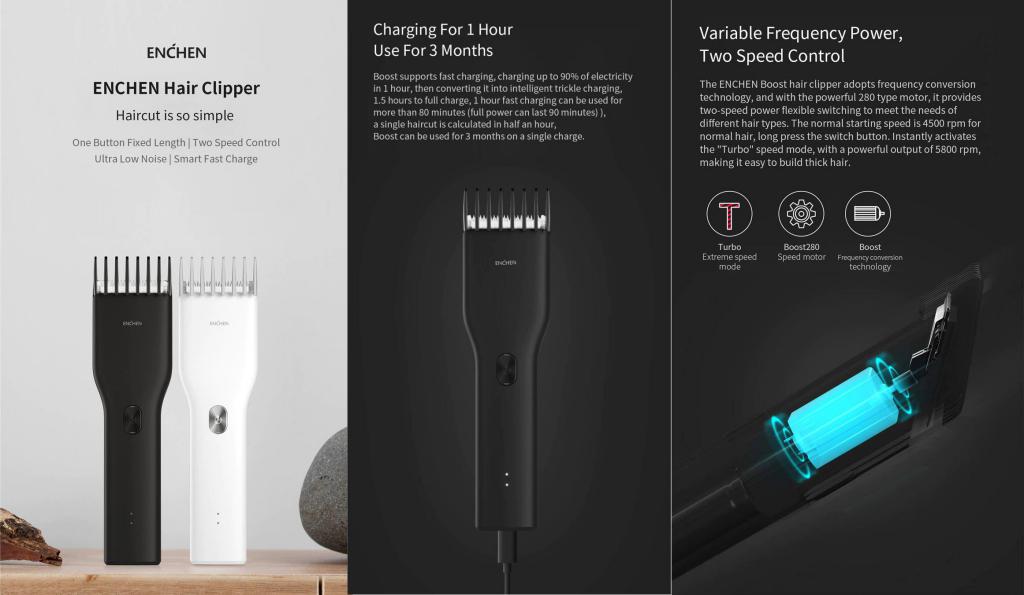 Xiaomi Mi Hair Clipper (Enchen Boost) Black Color E Xiaomi Mi Hair Clipper (Enchen Boost) Black Color E