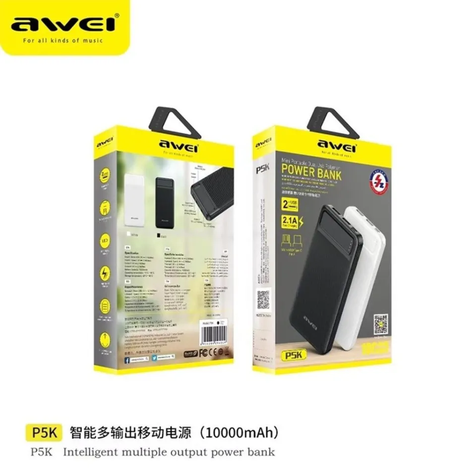 Awei P5K 10000Mah Fast Charging Power Bank F Awei P5K 10000Mah Fast Charging Power Bank F