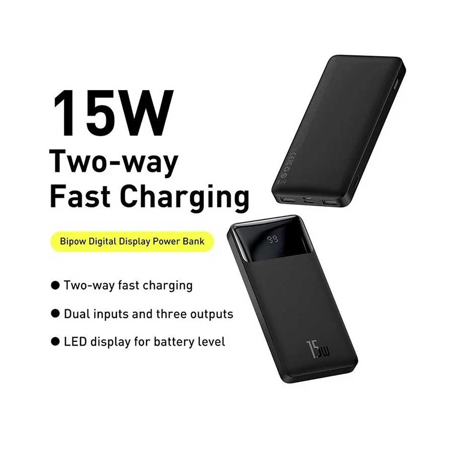 Baseus Bipow 15W 10000Mah Digital Display Power Bank A Baseus Bipow 15W 10000Mah Digital Display Power Bank A