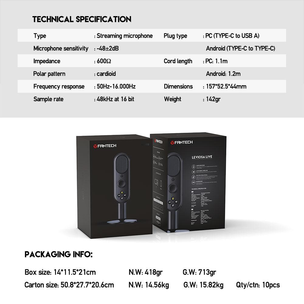 Fantech Mcx02 Leviosa Live Wired Professional Condenser Smart Microphone F Fantech Mcx02 Leviosa Live Wired Professional Condenser Smart Microphone F