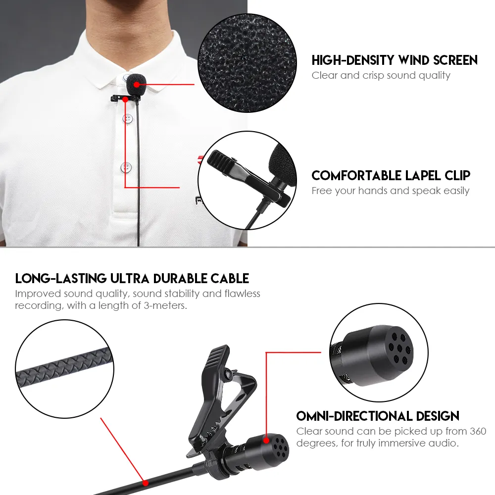 Fantech Mv01 Wired Professional Lavalier Microphone C Fantech Mv01 Wired Professional Lavalier Microphone C