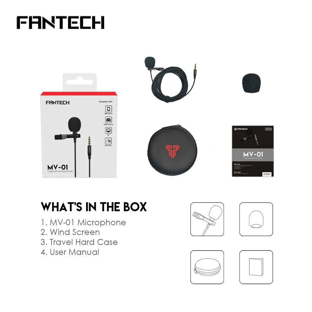 Fantech Mv01 Wired Professional Lavalier Microphone E Fantech Mv01 Wired Professional Lavalier Microphone E