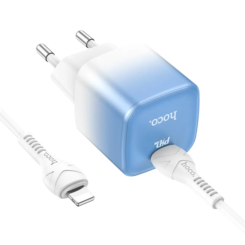 Hoco C101A Pd 20W Fast Mini Travel Charger Adapter With Type C To Lightning Cable Hoco C101A Pd 20W Fast Mini Travel Charger Adapter With Type C To Lightning Cable
