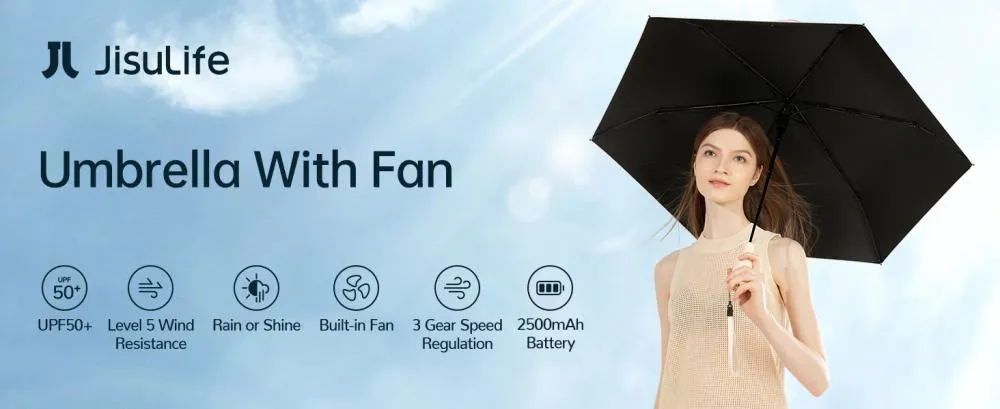 Jisulife Fa52 Umbrella With Cooling Fan A Jisulife Fa52 Umbrella With Cooling Fan A