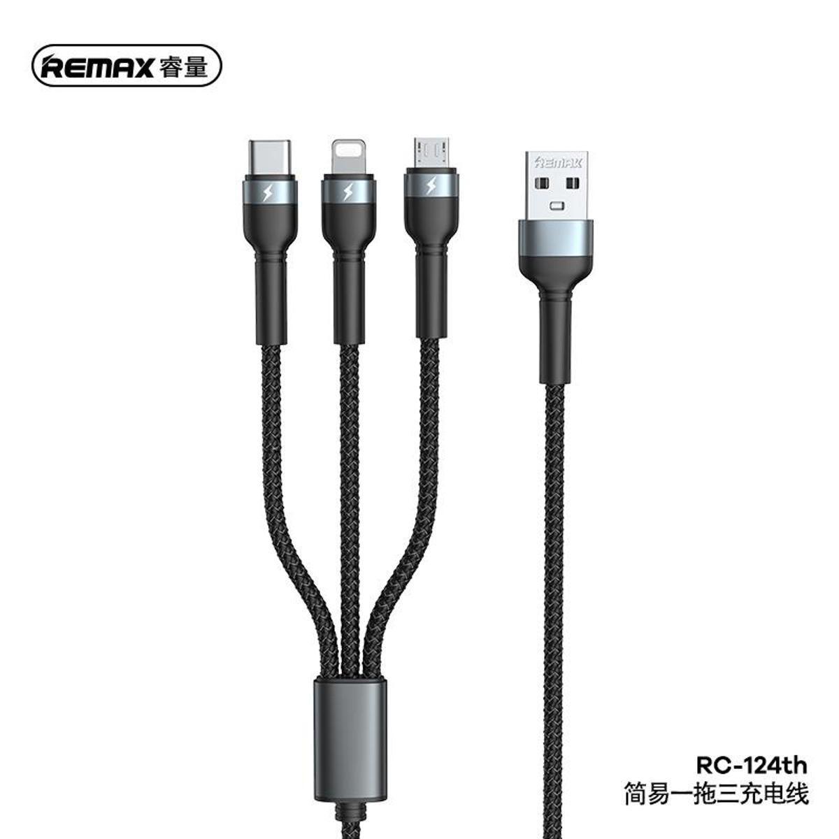 Remax Rc 124Th Jany Series 3 In 1 1.2M 3.1A Braided Data Cable A Remax Rc 124Th Jany Series 3 In 1 1.2M 3.1A Braided Data Cable A