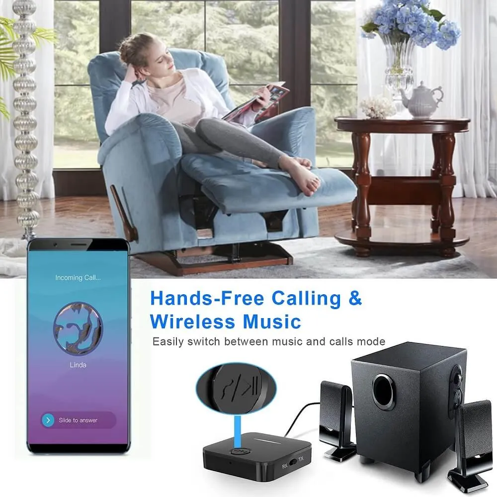 Bluetooth Audio Transmitter &Amp; Receiver (2 In 1) For Tv, Headphones Speaker Pc Car Home Stereo D Bluetooth Audio Transmitter &Amp; Receiver (2 In 1) For Tv, Headphones Speaker Pc Car Home Stereo D