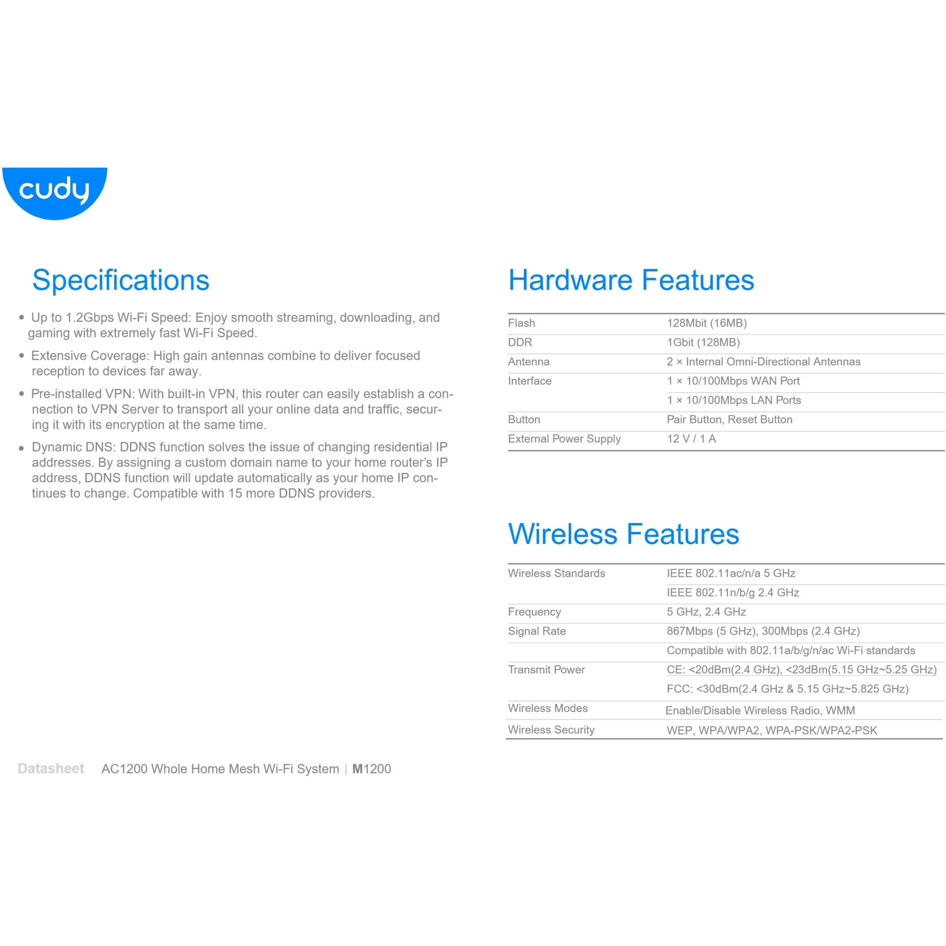 Cudy M1200 Ac1200 Whole Home Mesh Wifi Router (2 Pack) B Cudy M1200 Ac1200 Whole Home Mesh Wifi Router (2 Pack) B