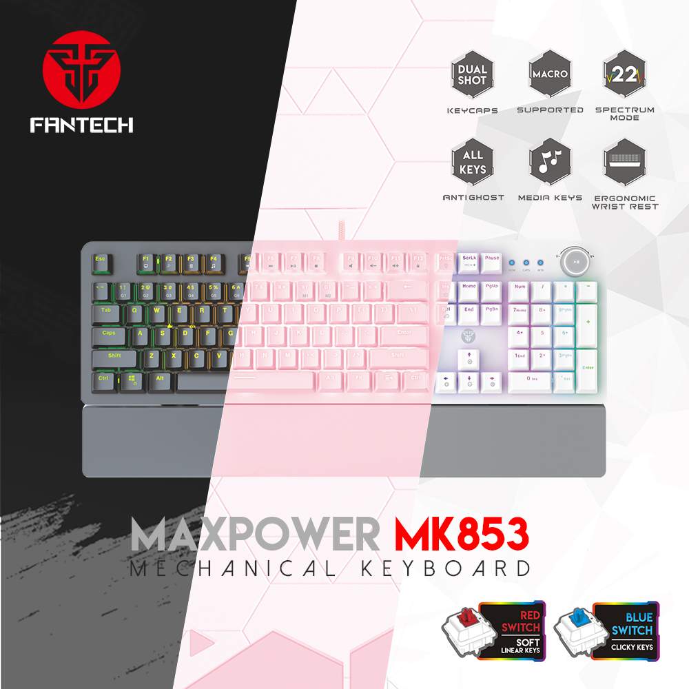 Fantech Mk853 Max Power Sakura Edition Wired Mechanical Gaming Keyboard C Fantech Mk853 Max Power Sakura Edition Wired Mechanical Gaming Keyboard C