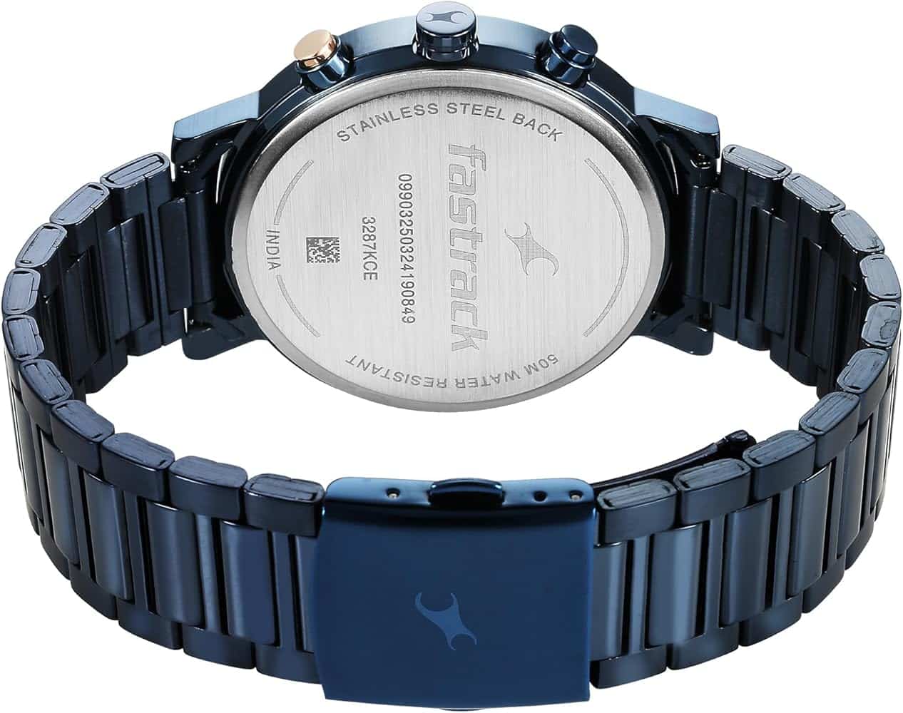 Fastrack 3287Km08 Tick Tock Quartz Analog Blue Dial With Blue Stainless Steel Strap Watch B Fastrack 3287Km08 Tick Tock Quartz Analog Blue Dial With Blue Stainless Steel Strap Watch B