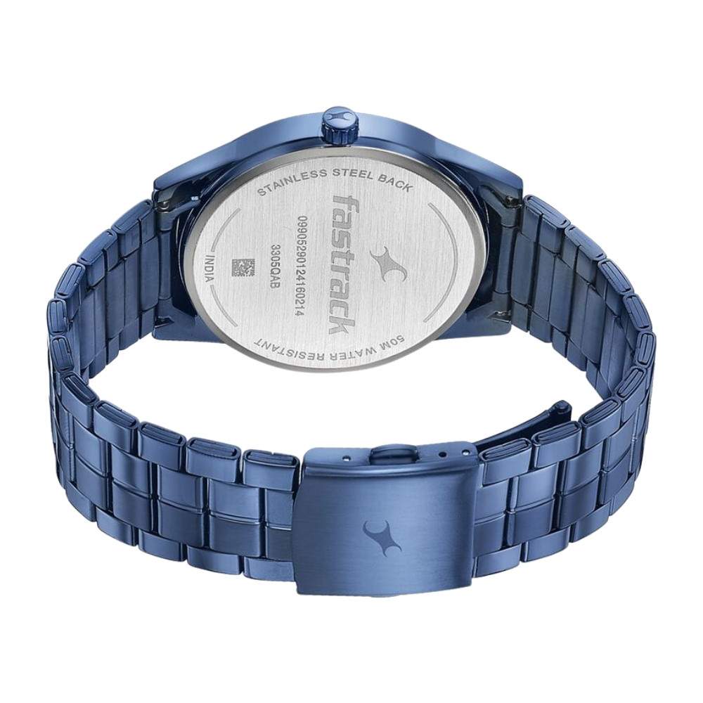 Fastrack 3305Qm02 Stunnerse Quartz Analog Blue Dial With Blue Metal Strap Watch A Fastrack 3305Qm02 Stunnerse Quartz Analog Blue Dial With Blue Metal Strap Watch A