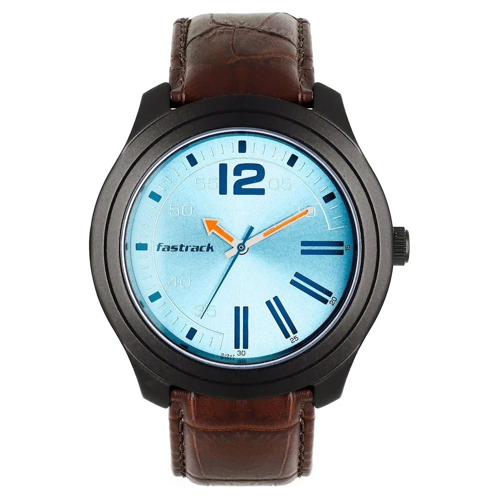 Fastrack Np3198Al02 Road Trip Quartz Analog Blue Dial Leather Strap Watch Fastrack Np3198Al02 Road Trip Quartz Analog Blue Dial Leather Strap Watch