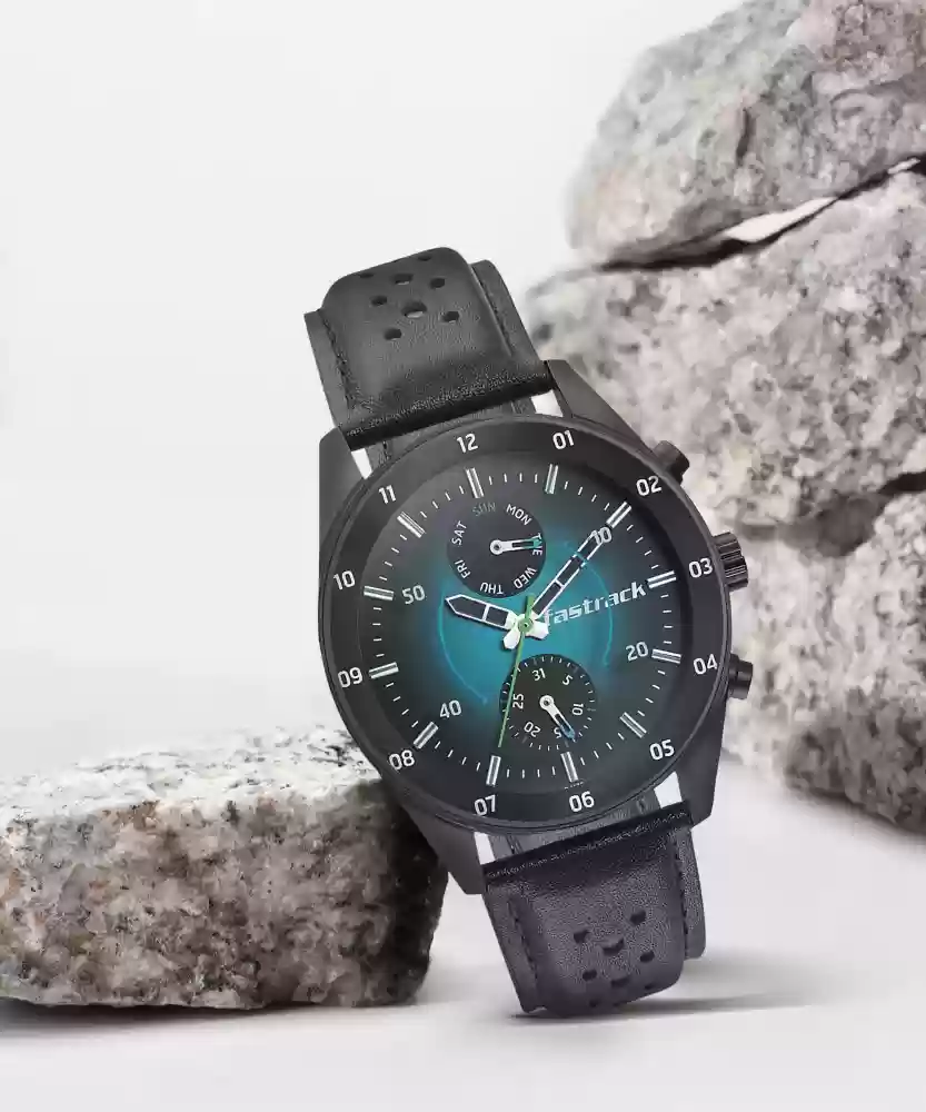 Fastrack NP3201NL01 Space Rover Quartz Multifunction Blue Dial Leather ...