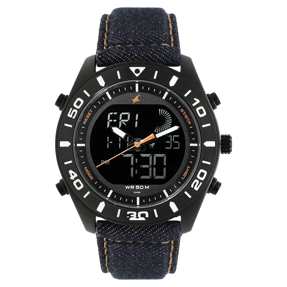 Fastrack Np38034Nl01 Denim Quartz Analog Digital Black Dial Denim Strap Watch For Guys Fastrack Np38034Nl01 Denim Quartz Analog Digital Black Dial Denim Strap Watch For Guys