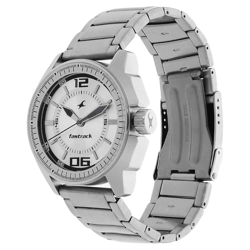 Fastrack Nr3089Sm01 Quartz Analog Silver Dial Metal Strap Watch For Guys Fastrack Nr3089Sm01 Quartz Analog Silver Dial Metal Strap Watch For Guys