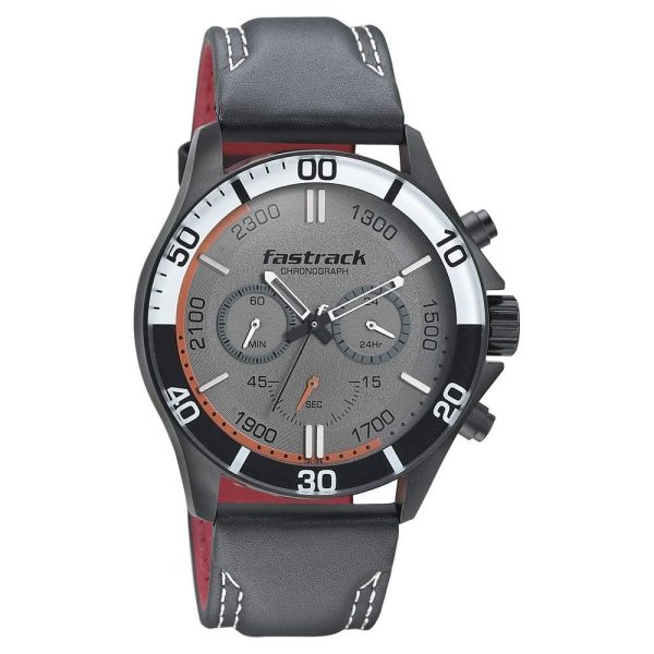 Fastrack Ns3072Nl01 Hitlist Quartz Chronograph Grey Dial Leather Strap Watch For Guys Fastrack Ns3072Nl01 Hitlist Quartz Chronograph Grey Dial Leather Strap Watch For Guys