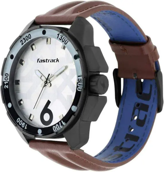 Fastrack Ns3084Nl04 Hitlist Quartz Analog White Dial Leather Strap Watch Fastrack Ns3084Nl04 Hitlist Quartz Analog White Dial Leather Strap Watch