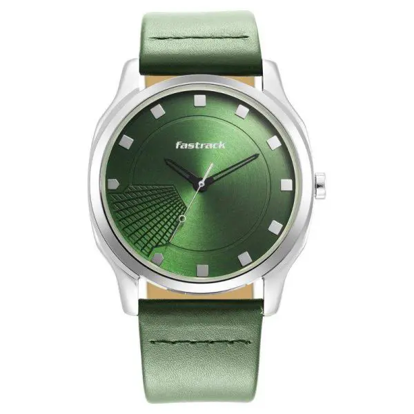 Fastrack Ns3255Sl02 Stunners Quartz Analog Green Dial Leather Strap Watch