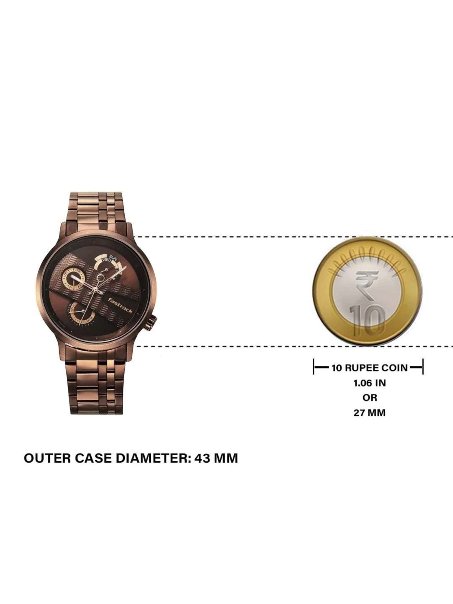 Fastrack Ns3301Qm01 Exuberant Quartz Multifunction Brown Dial Stainless Steel Strap Watch D Fastrack Ns3301Qm01 Exuberant Quartz Multifunction Brown Dial Stainless Steel Strap Watch D