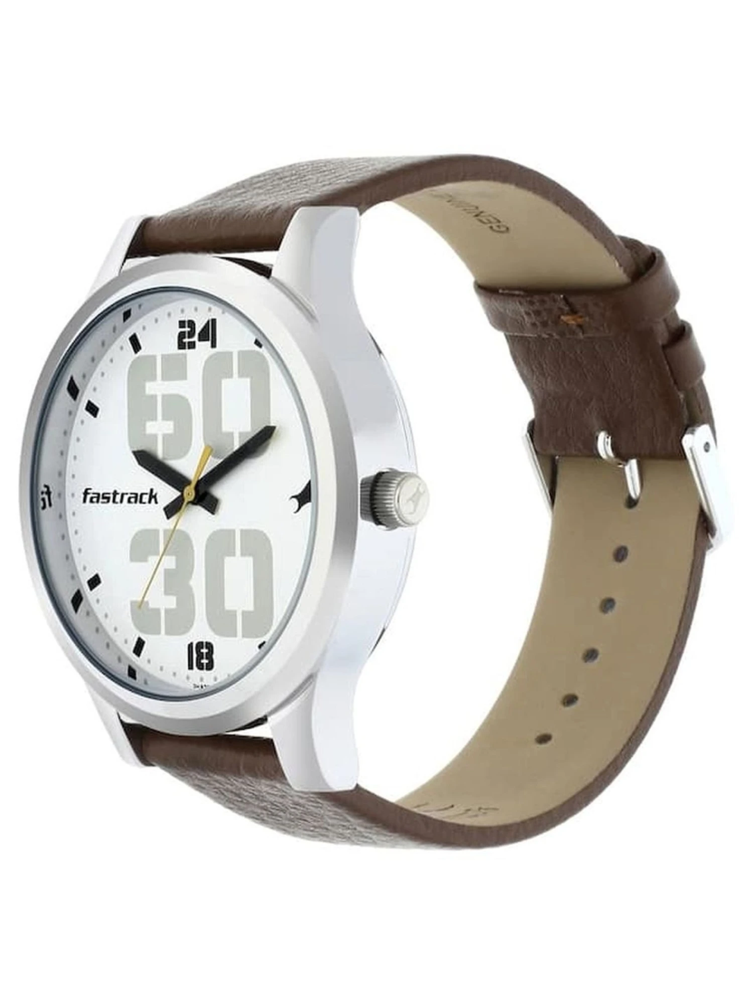 Fastrack Ns38051Sl06 Bold Quartz Analog White Dial Leather Strap Watch For Guys Fastrack Ns38051Sl06 Bold Quartz Analog White Dial Leather Strap Watch For Guys