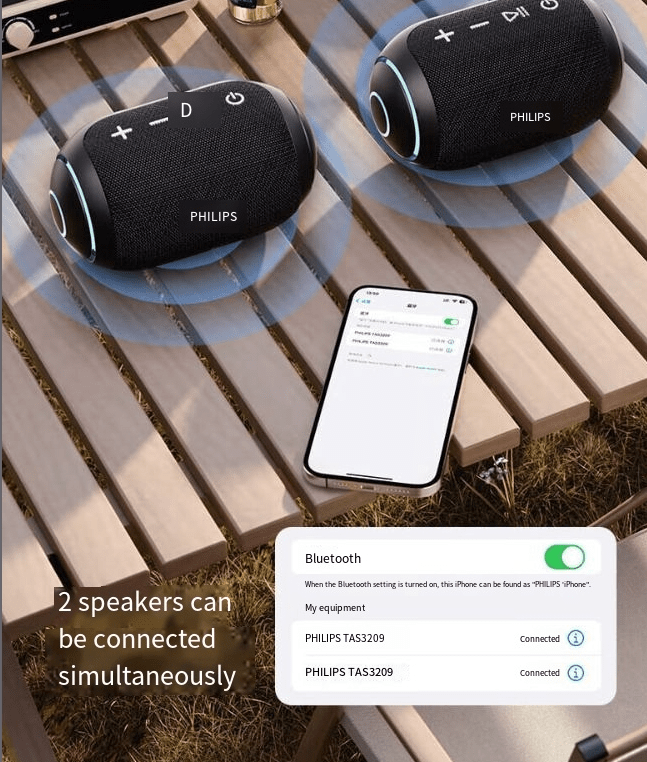 Philips Tas3209 Portable Wireless Ipx7 Waterproof Bluetooth Speaker C