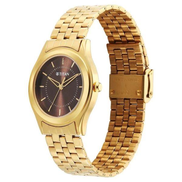Titan 1648Ym06 Karishma Zing Quartz Analog Brown Dial Stainless Steel Strap Watch C Titan 1648Ym06 Karishma Zing Quartz Analog Brown Dial Stainless Steel Strap Watch C
