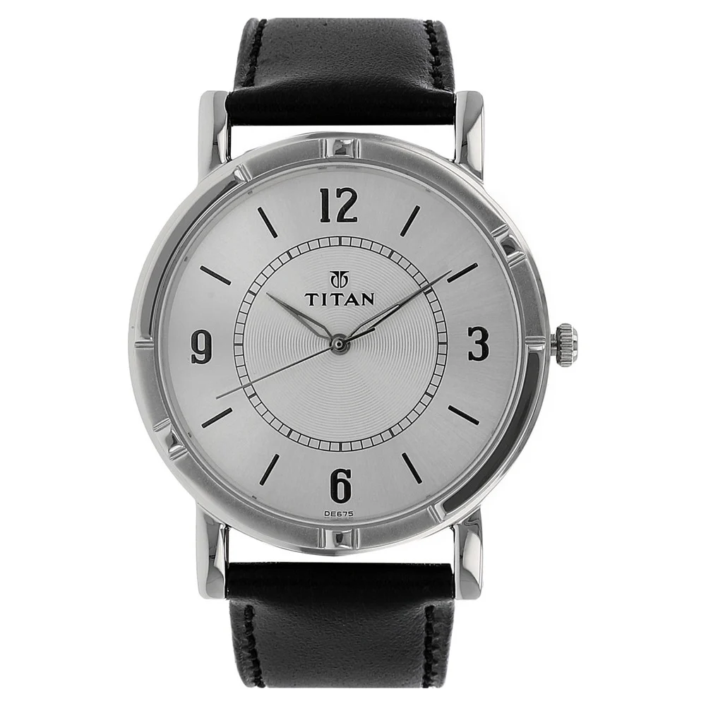 Titan Nn1639Sl03 Quartz Analog Silver Dial Leather Strap Watch For Men Titan Nn1639Sl03 Quartz Analog Silver Dial Leather Strap Watch For Men