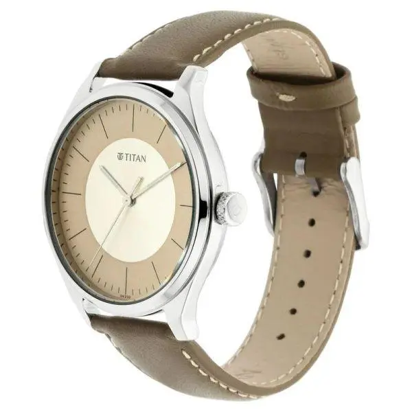 Titan Np1802Sl09 Workwear Men'S Urban Edge Lustrous Gold Dial Leather Watch B Titan Np1802Sl09 Workwear Men'S Urban Edge Lustrous Gold Dial Leather Watch B