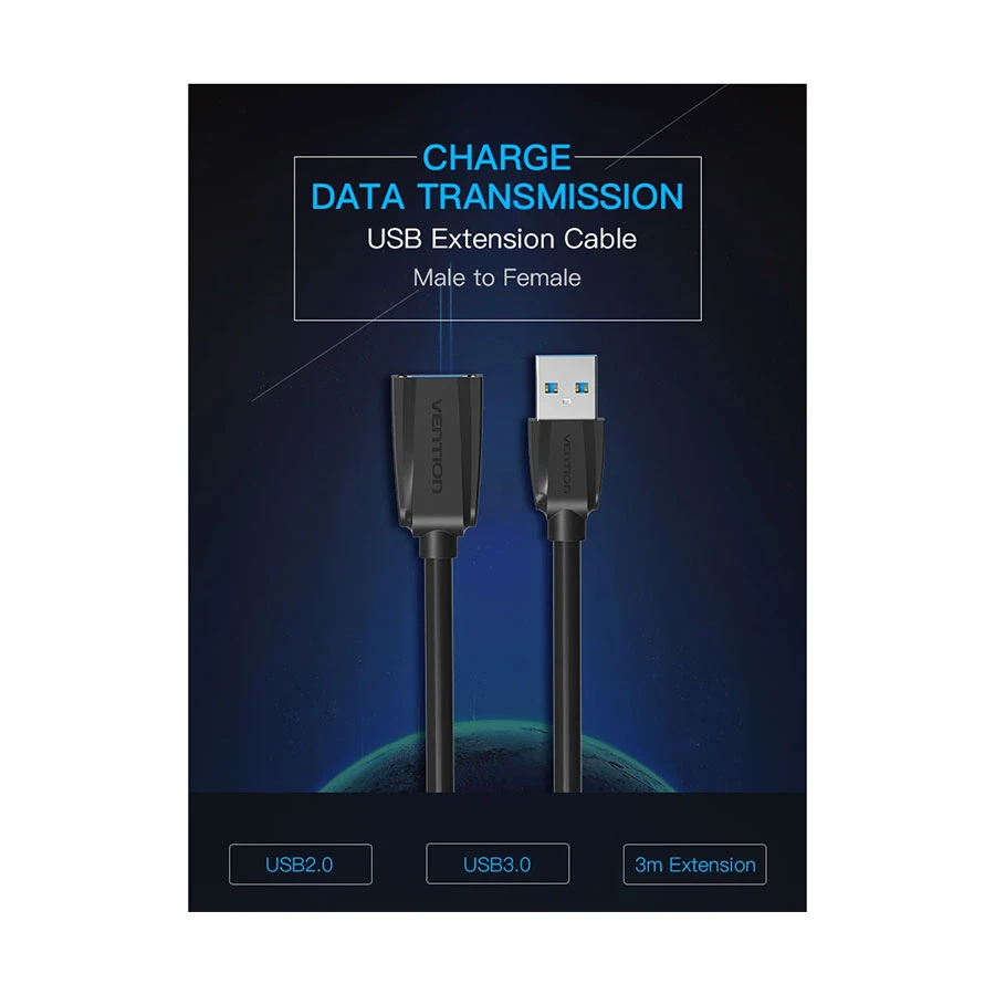 Vention Vas A44 B300 Usb Male To Female 3 Meter Extension Cable B Vention Vas A44 B300 Usb Male To Female 3 Meter Extension Cable B