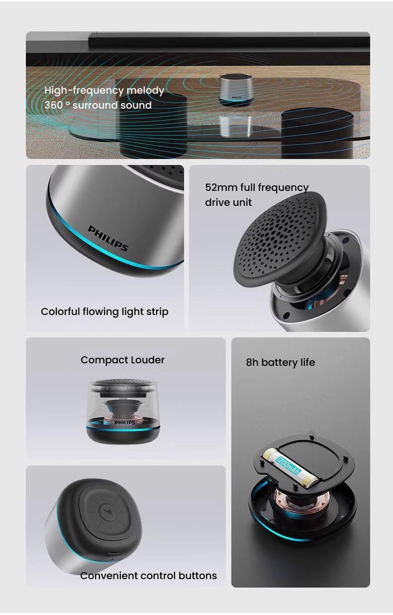 Philips Tas1009 Mini Bluetooth Speaker Compact &Amp; Powerful Sound A