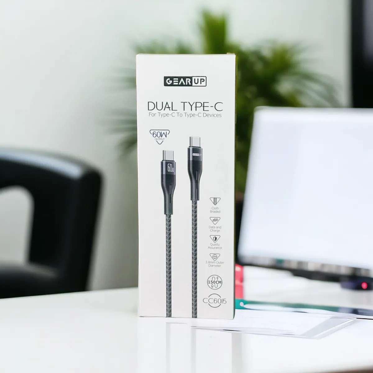 Gearup Cc6015 Type C To C 60W Pd Fast Charging &Amp;Amp; Data Cable – 1.5M Gearup Cc6015 Type C To C 60W Pd Fast Charging &Amp;Amp; Data Cable – 1.5M