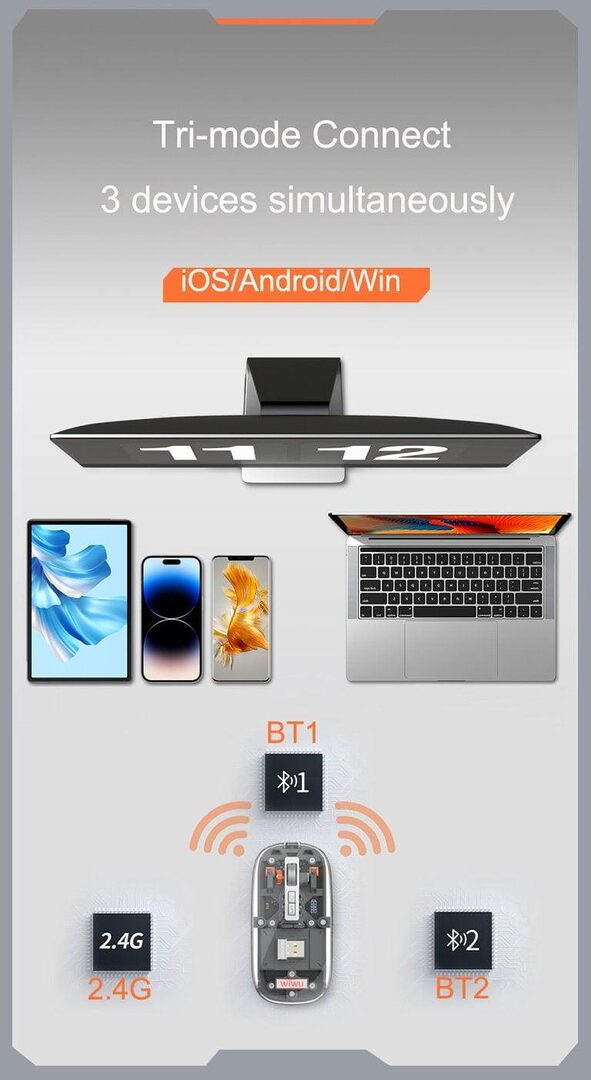 Trendy Hot Selling Wiwu Crystal Transparent Wireless Mouse C