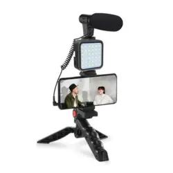AY 49 Video Vlogger Kits Microphone LED Fill Light Mini Tripod With Remote