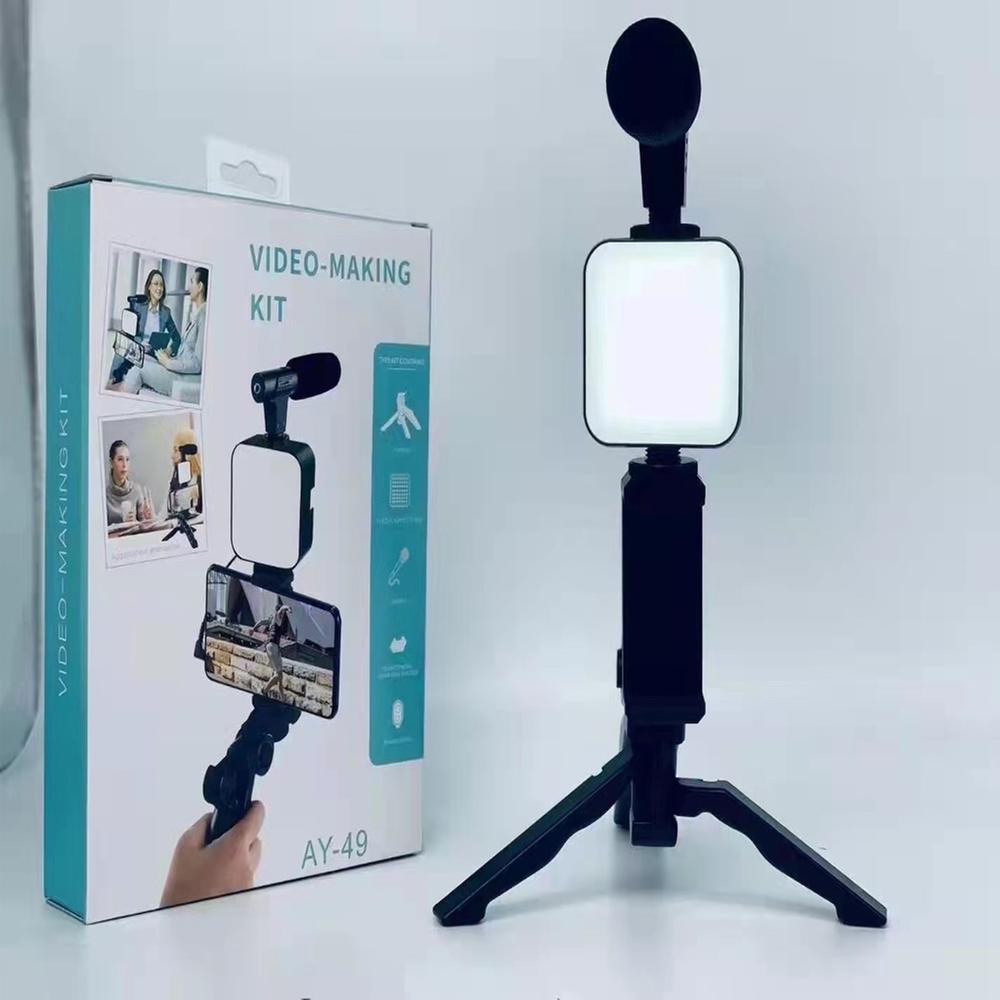 Ay 49 Video Vlogger Kits Microphone Led Fill Light Mini Tripod With Remote C