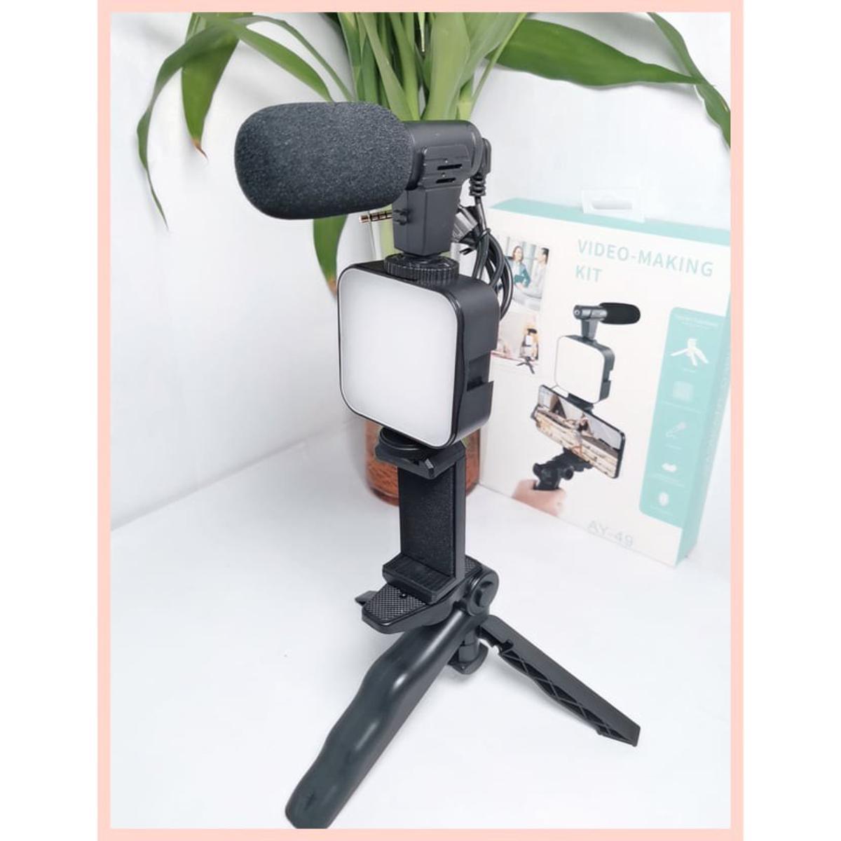 Ay 49 Video Vlogger Kits Microphone Led Fill Light Mini Tripod With Remote D