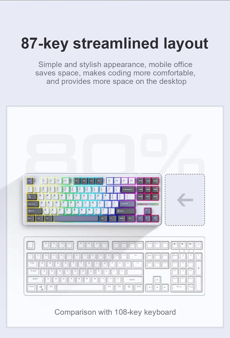 Aula F87 Gasket Tri Mode Rgb Hot Swap Mechanical Gaming Keyboard C Aula F87 Gasket Tri Mode Rgb Hot Swap Mechanical Gaming Keyboard C