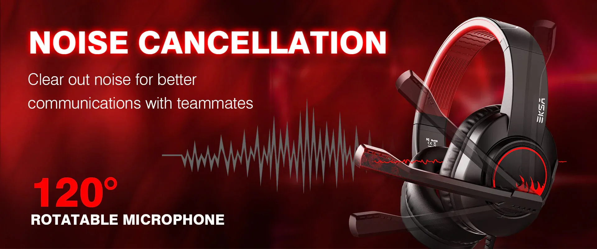 Eksa T8 Stereo Noise Cancelling Over Ear Gaming Headphone D